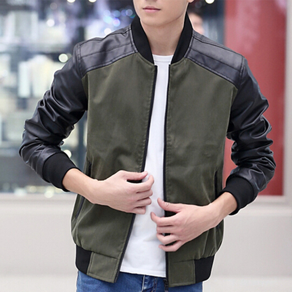 新款秋季男士宽松大码夹克 青少年薄款外套 韩版休闲棒球领上衣潮