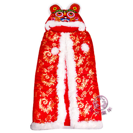 民族风 高级纯手工真兔毛虎头披风填充棉花 宝宝披风斗篷婴儿披风