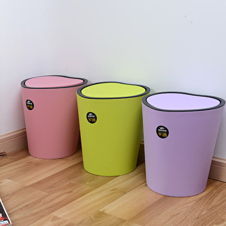 按压式翻盖爱心垃圾桶炫彩时尚创意卫生桶家用办公室垃圾篓筒包邮