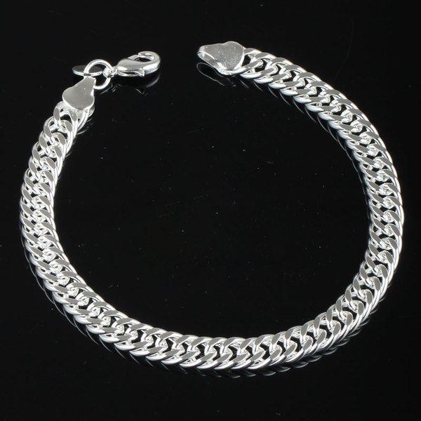 包邮银手链 925纯银时尚韩版潮男粗款手链男生日礼物腕链时尚饰品_合