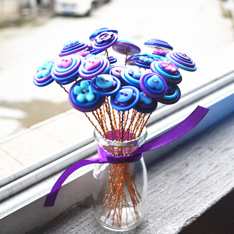 创意纽扣花束手工diy材料包套餐 捧花礼物小制作彩色扣子色系