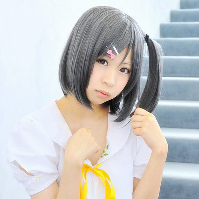 變態王子與不笑貓cos 筒隱月子cos假髮 黑灰收臉造型cosplay假髮