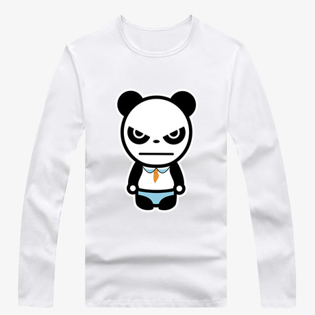 hipanda纯白可爱男t桖暴力熊猫人t恤长袖体桖情侣装男大学生动漫