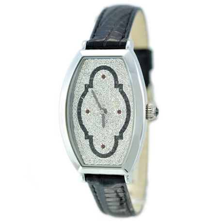 garona歌浪尼 正品真皮表带时尚白色水晶表盘防水石英女表