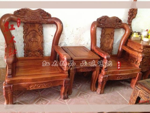 Đồ nội thất gỗ gụ Đồ nội thất bằng gỗ hồng nhỏ Bộ ba mảnh 12CM Sofa Warring States Sofa Mahogany Ưu đãi đặc biệt - Bộ đồ nội thất ghế sofa đẹp hiện đại