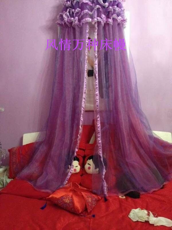 Giường sợi thủy tinh châu Âu rèm tấm bạt lò xo lễ hội lãng mạn giường 幔