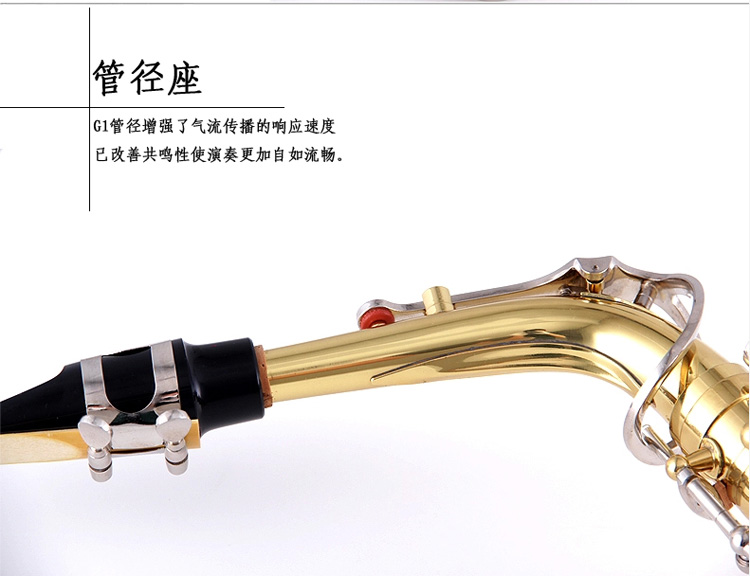 Nhạc vàng alto saxophone nhạc cụ saxophone hai màu xử lý nút mạ niken JYAS-E100D - Nhạc cụ phương Tây đàn guitar điện