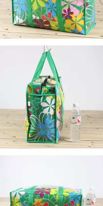 Thiết bị lưu trữ gia đình hoạt hình dễ thương không thấm nước túi lưu trữ đóng mở túi màu xanh lá cây di chuyển túi du lịch hoa màu xanh lá cây