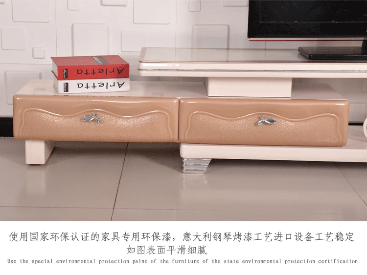 Tủ tivi kết hợp bàn cà phê kính cường lực sơn nội thất phòng khách hiện đại tối giản có thể thu vào tủ môi trường - Bộ đồ nội thất