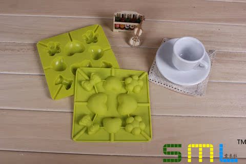 Tự làm sô cô la kẹo mút khuôn silicone âm thanh nổi phim hoạt hình tình yêu cung kẹo mút nướng khuôn khuôn làm nến