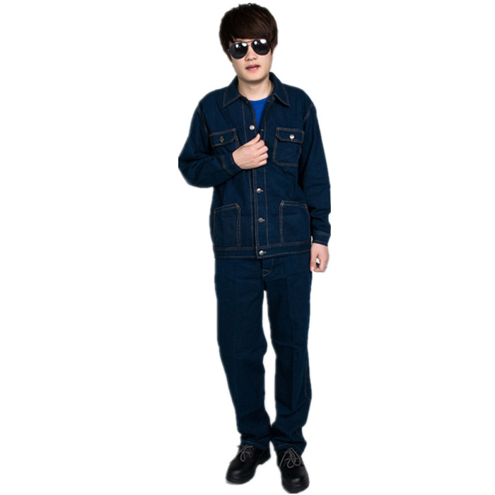 Quần áo làm việc dày phù hợp với sửa chữa denim hàn điện dụng cụ xưởng xưởng bảo hiểm lao động quần áo kích thước lớn tay áo dài nam đồ ngủ pijama