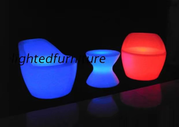 Nội thất sáng tạo ba mảnh đặt đèn led ghế đầy màu sắc điều khiển từ xa sạc ngoài trời kết hợp ghế phân - Nội thất khách sạn