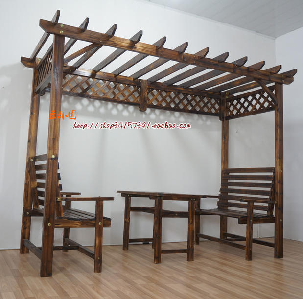 Nho chống ăn mòn gazebo ngoài trời Sân chalet biệt thự trang trại Carbonized gỗ rắn đồ nội thất cổ điển nội thất ngoài trời