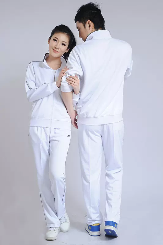 Hàn Quốc lụa Xin Dajia trung niên thể thao màu trắng nam và nữ phù hợp với nhóm mặc đồng phục thường mặc đồng phục xuất hiện - Thể thao sau