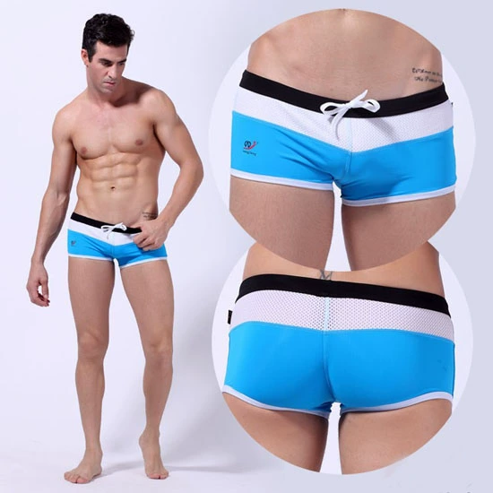 Quần bơi nam WJ mới quần bơi sọc màu thời trang quần short boxer Quần lưới thoáng khí nóng bỏng - Nam bơi đầm