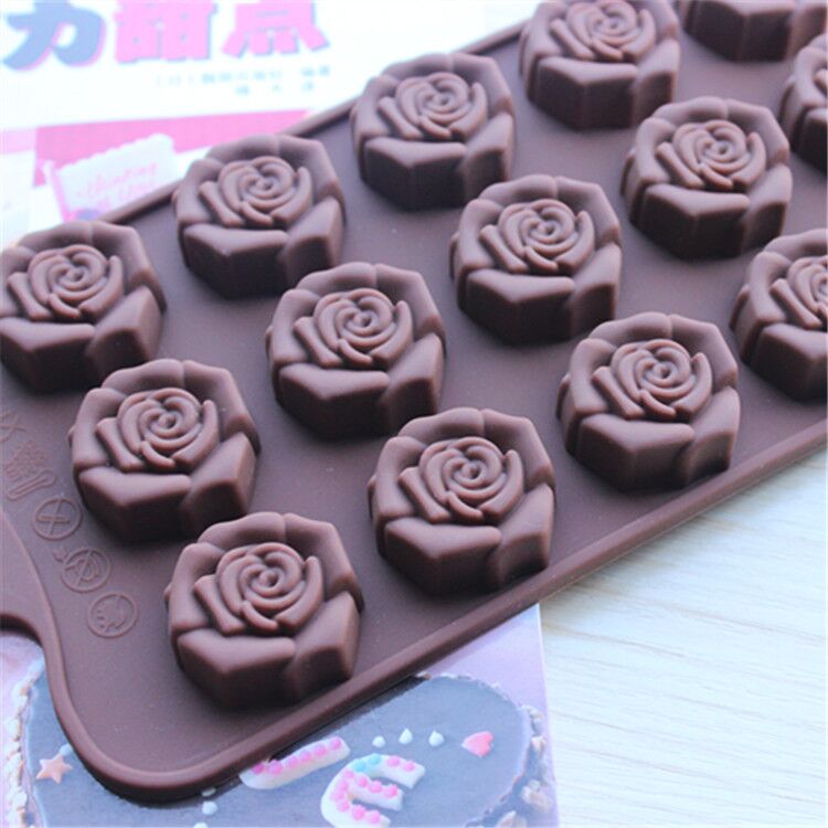 DIY Chocolate Khuôn Thực phẩm Lớp Silicone Rose Sôcôla Khuôn Xà phòng Handmade Khuôn Jelly Pudding Khuôn khuon banh khot