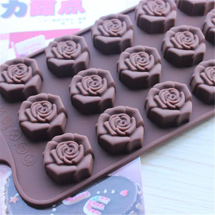 DIY Chocolate Khuôn Thực phẩm Lớp Silicone Rose Sôcôla Khuôn Xà phòng Handmade Khuôn Jelly Pudding Khuôn khuôn làm bánh trung thu