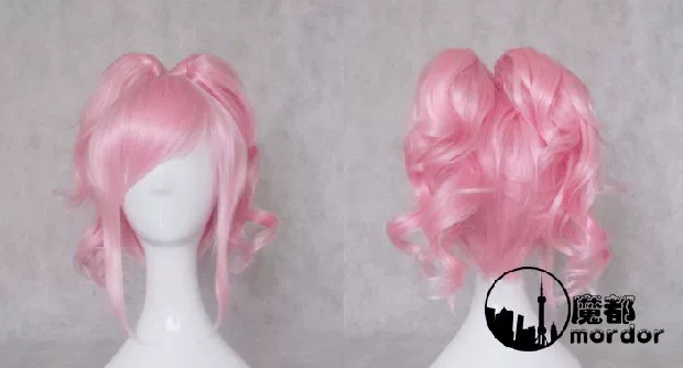Cosplay tóc giả nổi loạn Lelouch Ania tóc ngắn màu hồng tóc xoăn đôi đuôi ngựa cao nhiệt độ lụa giả tóc - Cosplay cosplay sexy