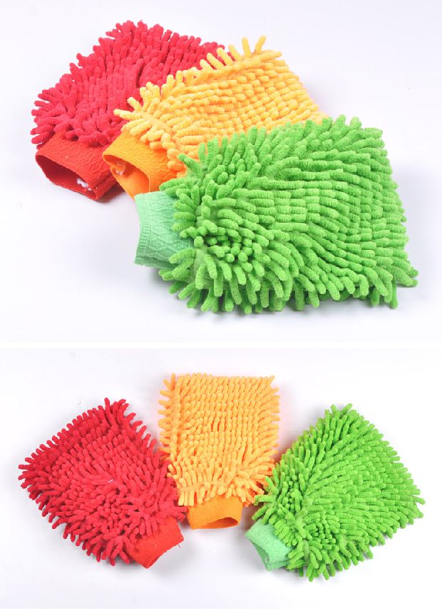 Găng tay rửa xe sợi nhỏ Chenille Coral hai mặt Khăn lau xe chổi rửa xe ô tô