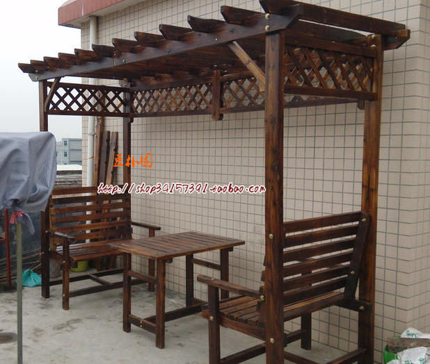 Nho chống ăn mòn gazebo ngoài trời Sân chalet biệt thự trang trại Carbonized gỗ rắn đồ nội thất cổ điển nội thất ngoài trời