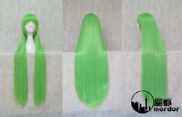 Cosplay tóc giả nổi loạn Lelouch 1 m cc nữ hoàng dịu dàng màu xanh lá cây dài 100CM tóc dài thẳng tóc giả - Cosplay