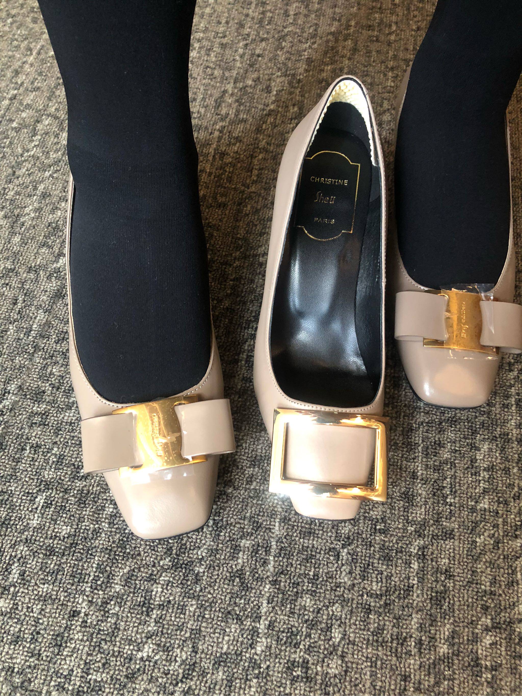 【sheii苏茵茵】配大衣神器~蝴蝶结方头中粗跟浅口单鞋女高跟鞋