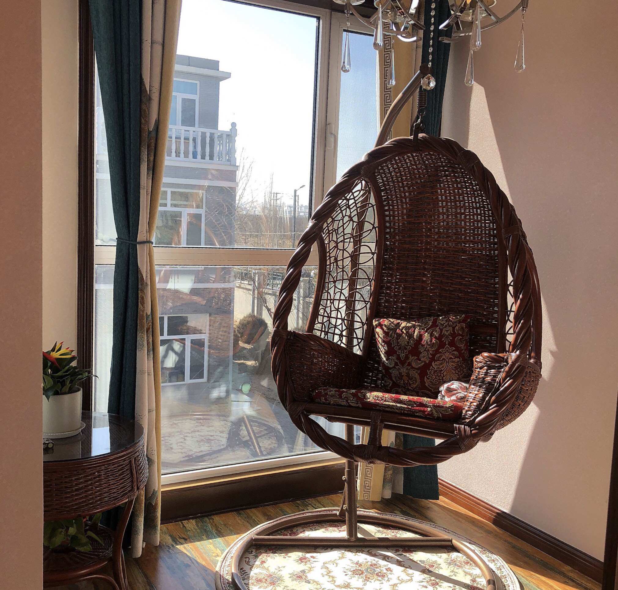 懒人吊篮藤椅成人摇篮椅室内阳台休闲秋千家用鸟巢天然真藤编吊椅