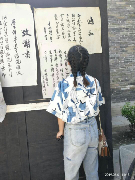 韩版小清新复古印花衬衫短袖休闲显瘦衬衣女上