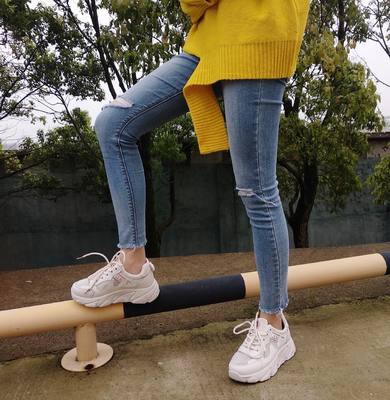 网面老爹鞋女2019春季ins小白运动鞋韩版百搭网红鞋子女夏透气