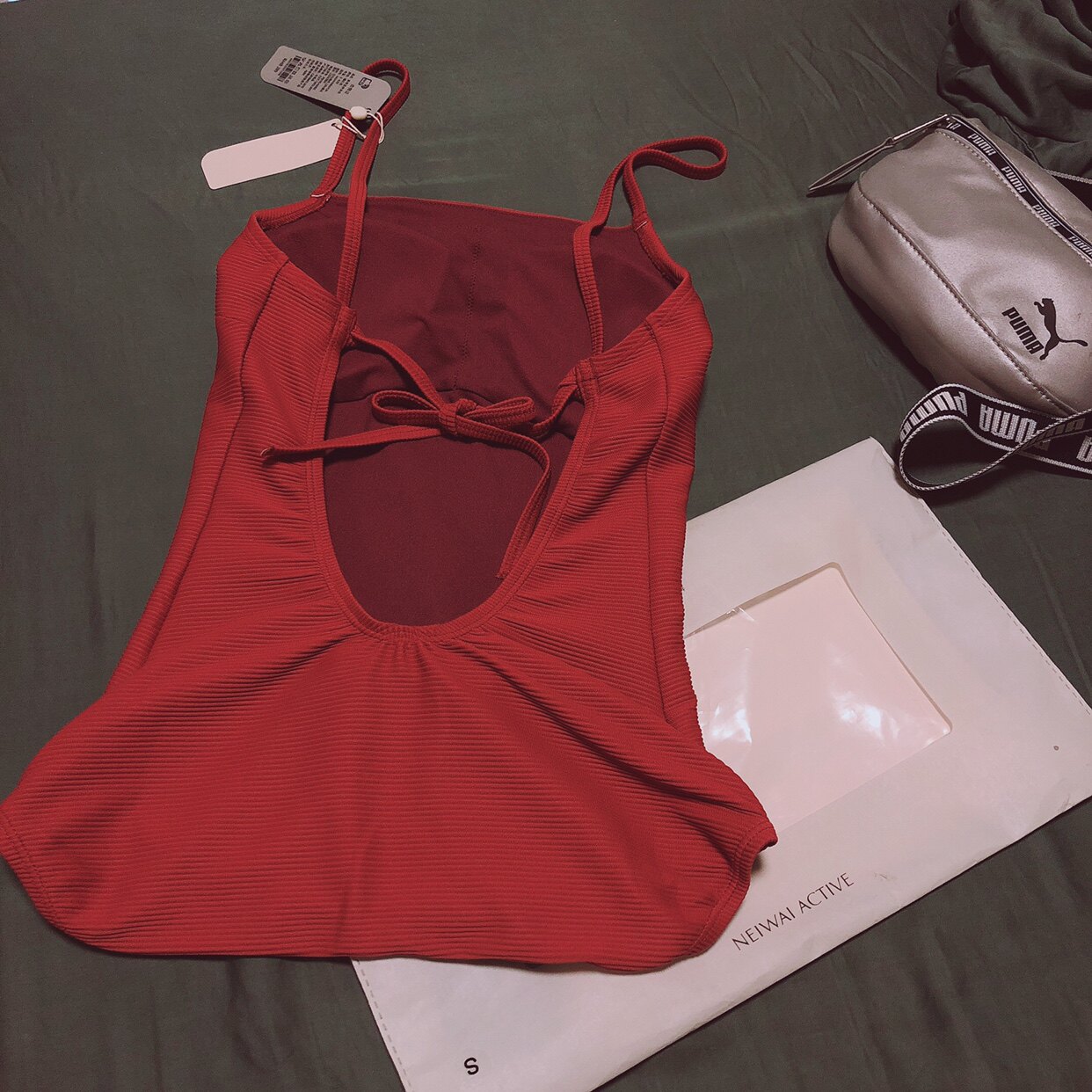 少女复古连体泳衣罗纹系带内衣无钢圈文胸游泳度假neiwai内外