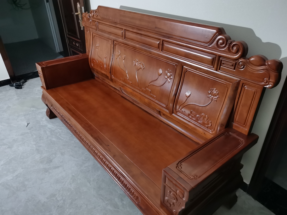 全香樟实木沙发仿古典雕花新中美式客厅组合家具冬夏两用大款办公