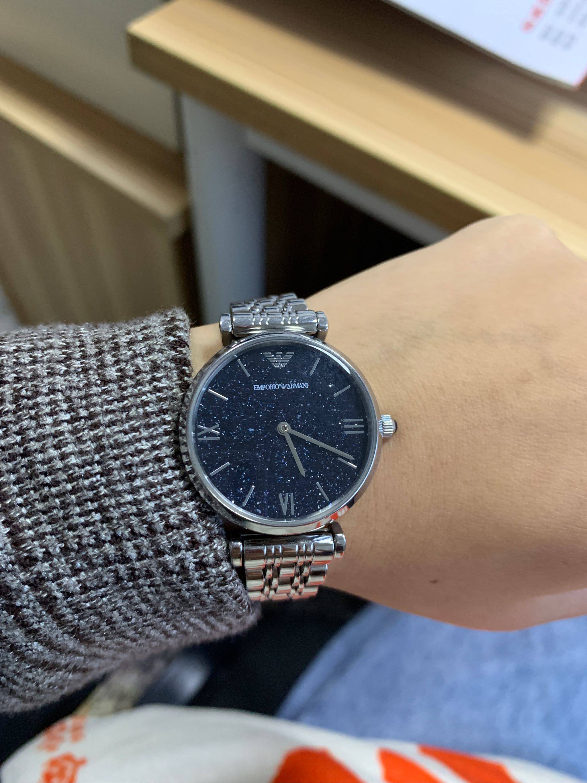 armani阿玛尼旗舰店满天星手表轻奢星空蓝石英表女款腕表ar11091