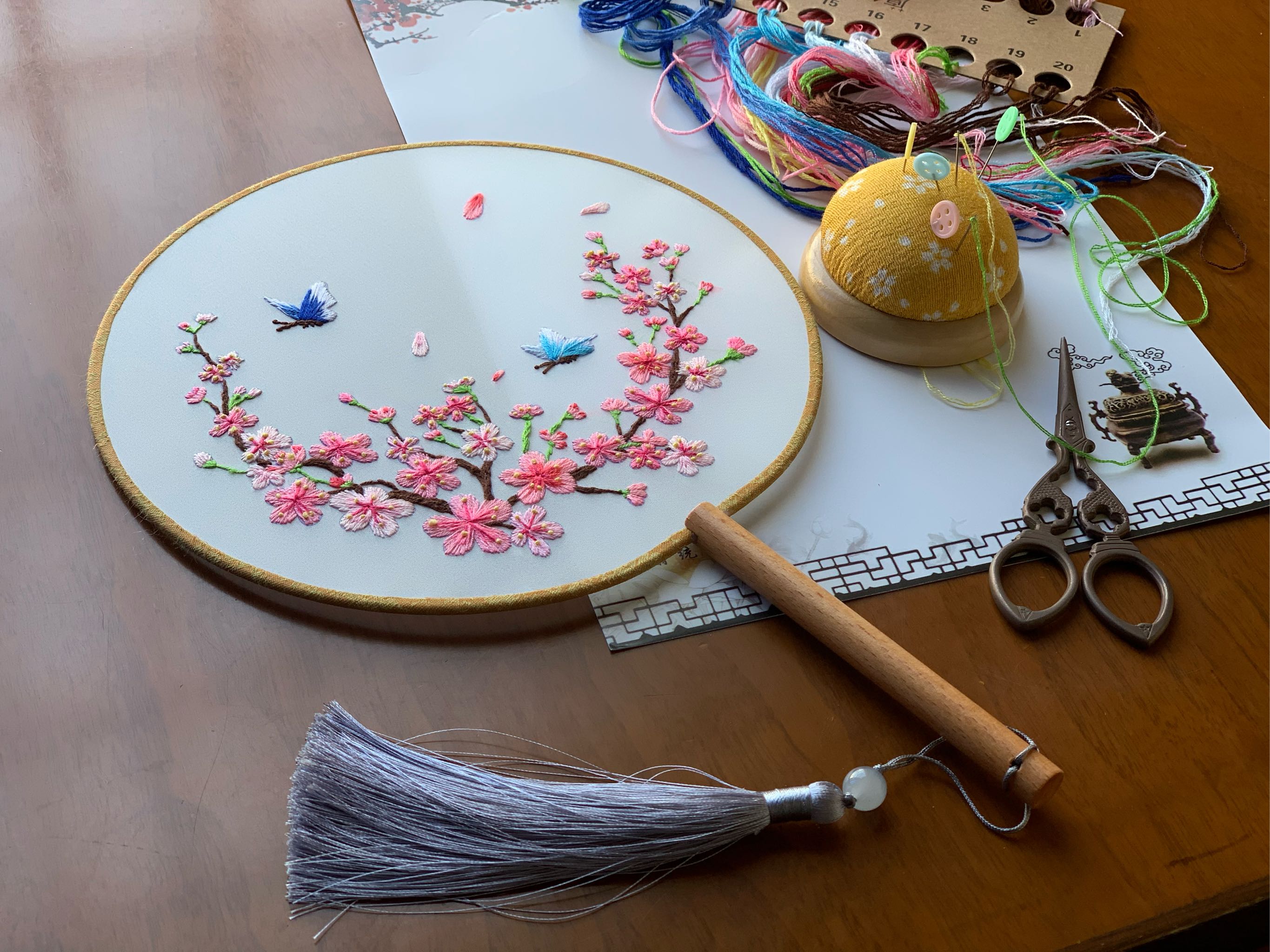 刺繡diy手工自繡材料包扇子初學者古風團扇蘇繡繡花平安福平安符