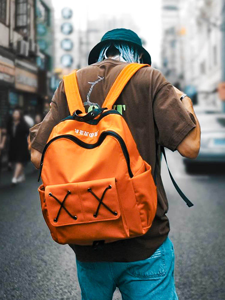 venque/范克双肩包潮牌男女士街头时尚背包 休闲百搭14英寸电脑包